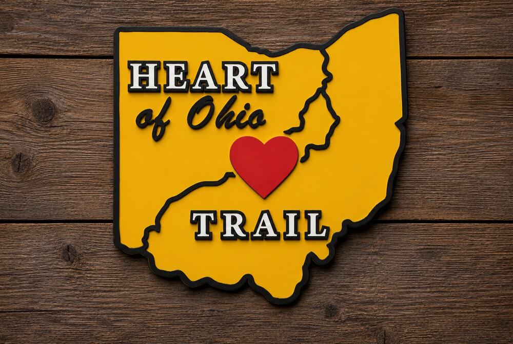 Heart of Ohio Trail Road Sign HOOT Bike Biking Walk Erie Great American Rail